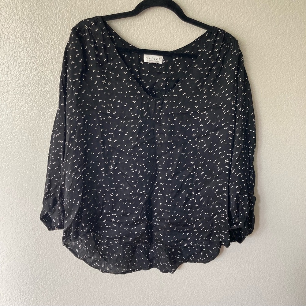 Black V-neck Work Blouse
